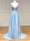 Aniyah | Abito da ballo in chiffon con scollo a V profondo, linea A e pizzo