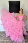 Lilah | A-Linien-Ballkleid aus Glitzertüll mit Spaghettiträgern und Schlitz