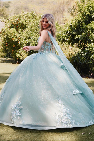 Ballkleid mit Cape-Ärmeln und Applikation von Juliet JT1466H