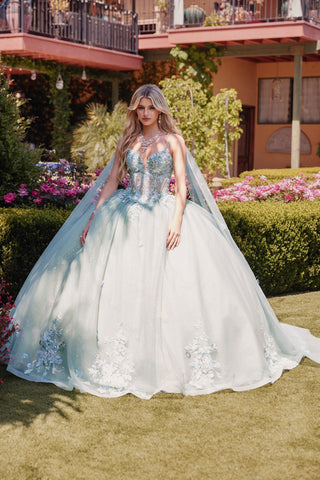 Ballkleid mit Cape-Ärmeln und Applikation von Juliet JT1466H