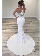 Sexy ärmelloses Meerjungfrau-Brautkleid mit Applikationen, WD0509