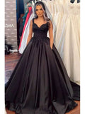 Elegantes schwarzes bodenlanges Brautkleid mit Trägern, WD0511