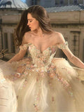 Lindo vestido de festa comprido de alças finas e decote em V, em tule, com decote em V, OL825