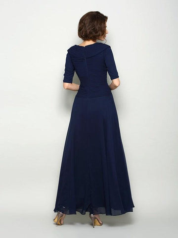Kleider für die Brautmutter A-Linie V-Ausschnitt 1/2 Ärmel Lang Chiffon
