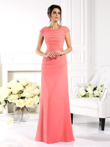 Kleider für die Brautmutter A-Linie Kurze Ärmel Lang Chiffon