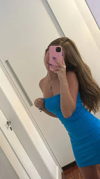 Niedliches trägerloses blaues Homecoming-Kleid Blaues Bodycon-Kleid Y1996