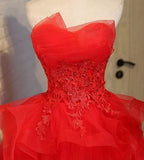 Encantadores vestidos cortos de fiesta en casa sin tirantes, línea A, de encaje, modelo Y1107