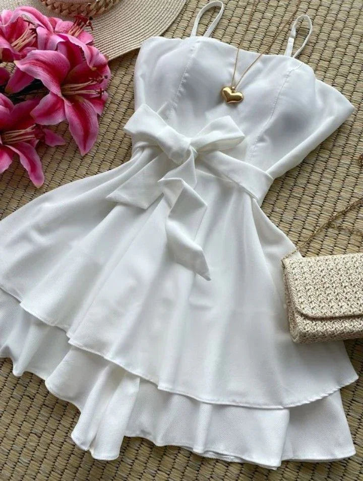 Niedliches weißes A-Linien Mini-Homecoming-Kleid Y2600