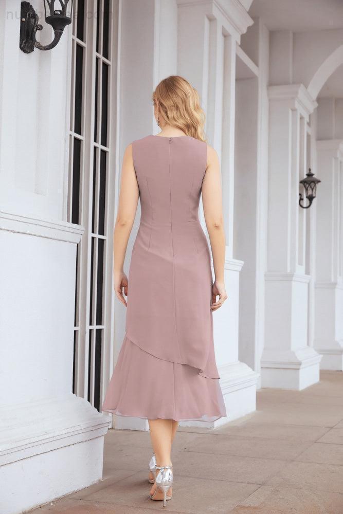 Vestido de festa formal para mãe da noiva, corte A, duas peças, Numbersea 28072 