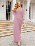 Numbersea Abito da Sera Formale Lungo per Madrina della Sposa con Mantellina a Balze 28026