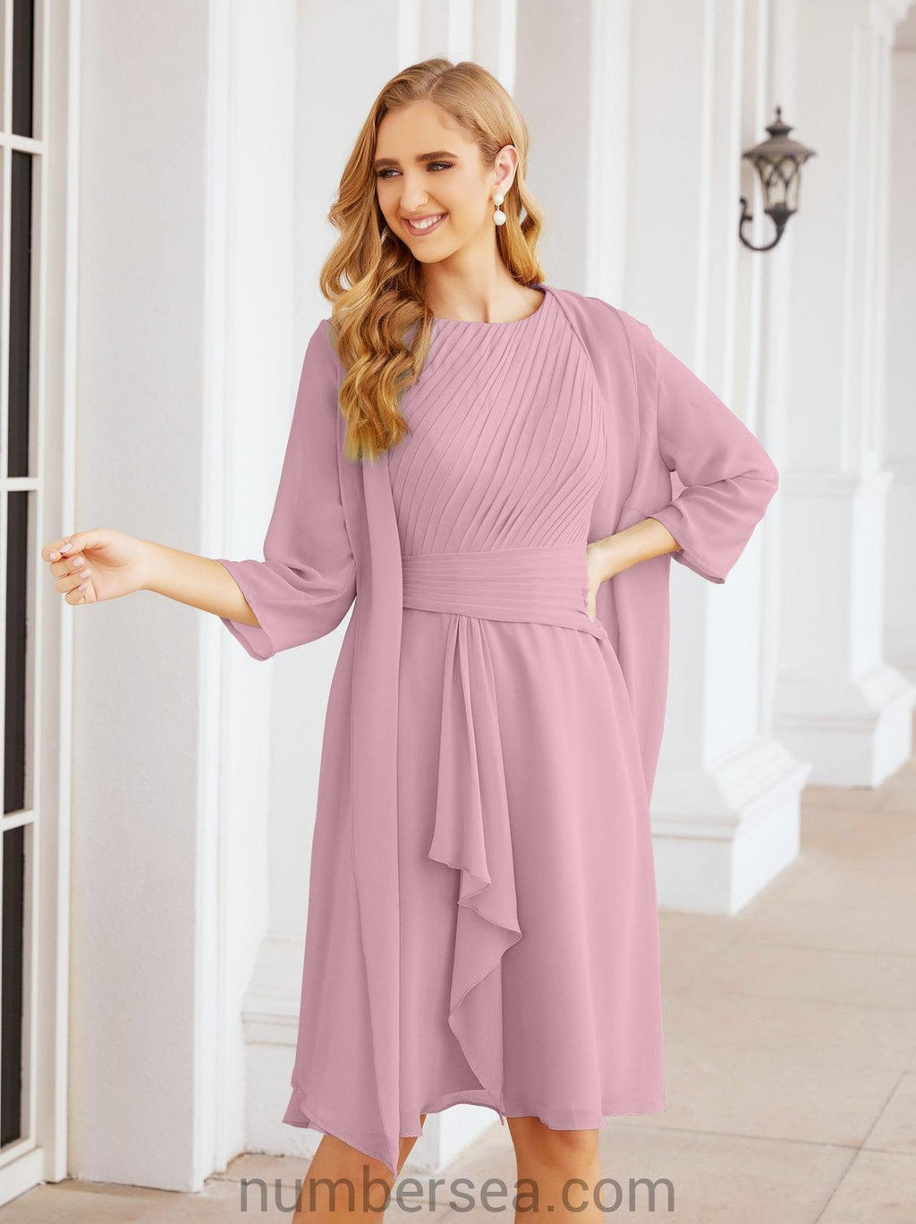 Vestidos para mãe da noiva Numbersea Vestido de baile Vestido casual plissado 28065 