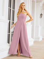 Vestidos de baile de cerimónia Numbersea para mulher com um ombro só e fenda lateral para madrinhas e madrinhas 28052 