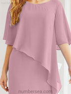 Vestido de festa formal comprido Numbersea com capa e folhos 28026 