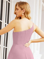 Vestidos de baile de cerimónia Numbersea para mulher com um ombro só e fenda lateral para madrinhas e madrinhas 28052 