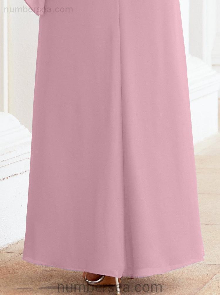 Vestido de festa formal comprido Numbersea com capa e folhos 28026 