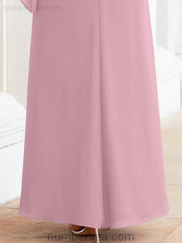 Numbersea Formal Party Gown Dress Long Mother of The Bride Dresses with Ruffle Cape 28026