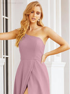 Vestidos de baile de cerimónia Numbersea para mulher com um ombro só e fenda lateral para madrinhas e madrinhas 28052 