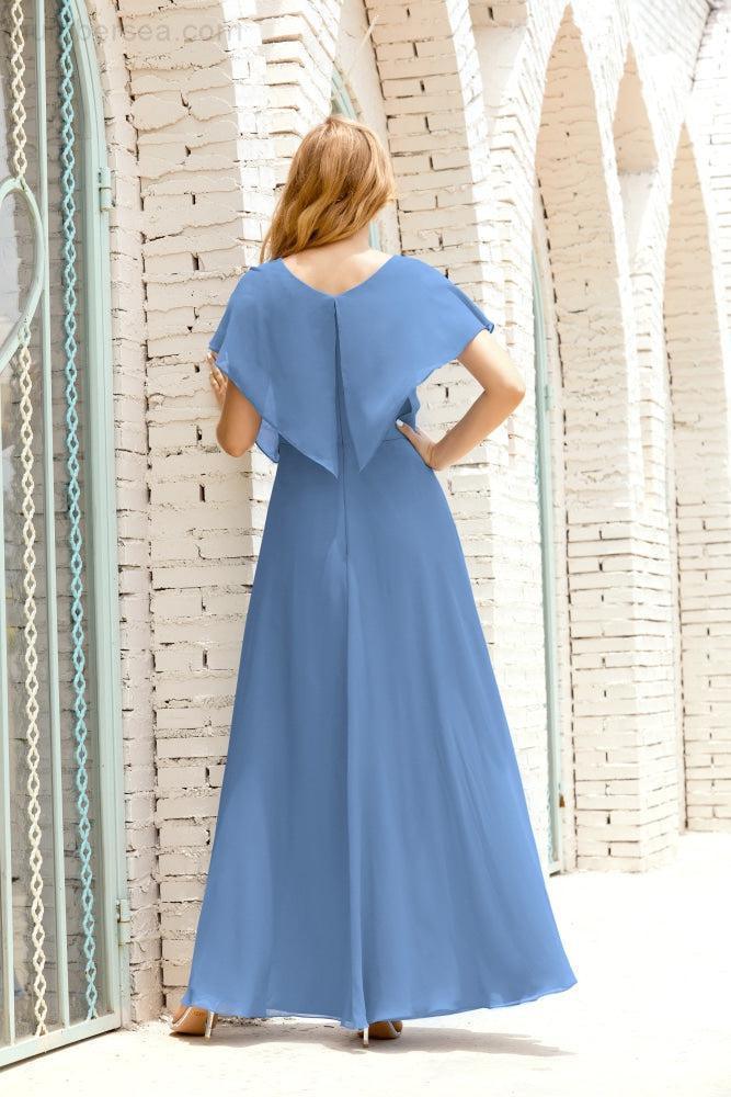 Numbersea  Mother of The Bride Dresses Plus Size V-Neck Floor Length Formal Prom Dress for Wedding Guest 28020