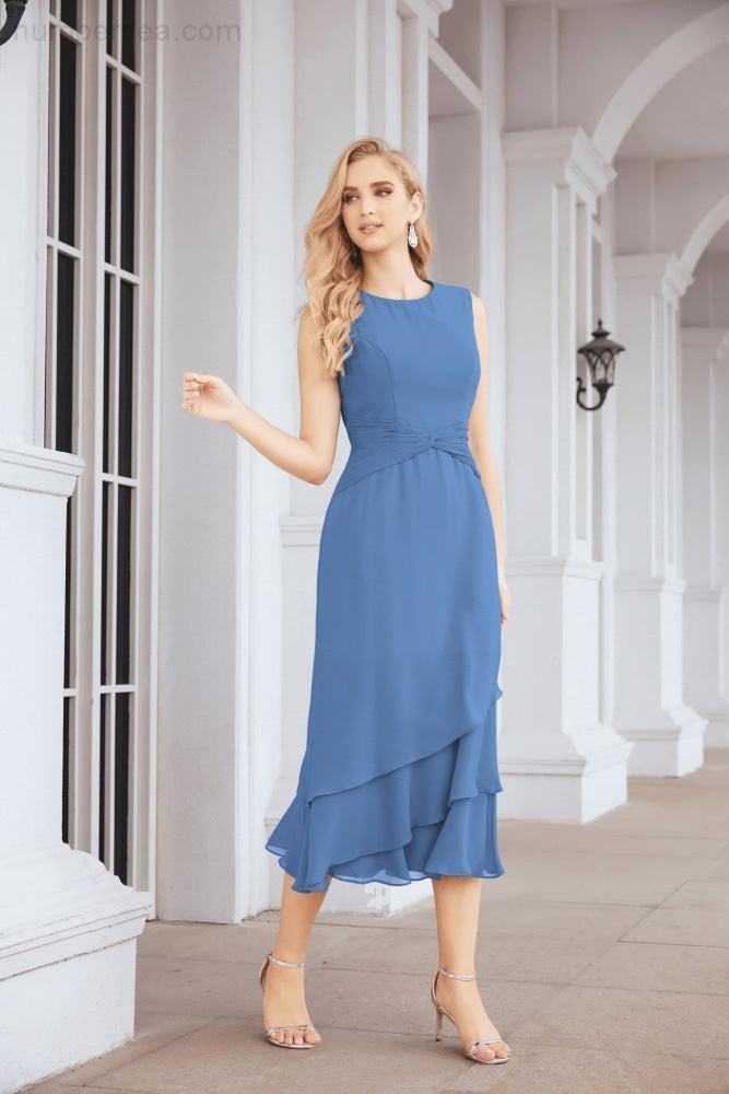 Vestido de festa formal para mãe da noiva, corte A, duas peças, Numbersea 28072 