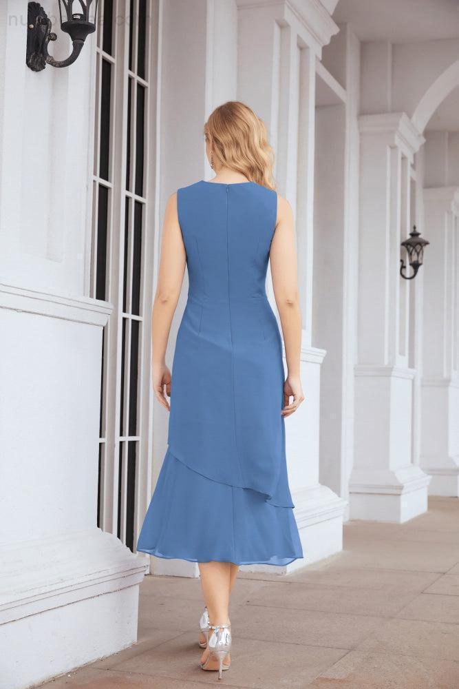 Vestido de festa formal para mãe da noiva, corte A, duas peças, Numbersea 28072 