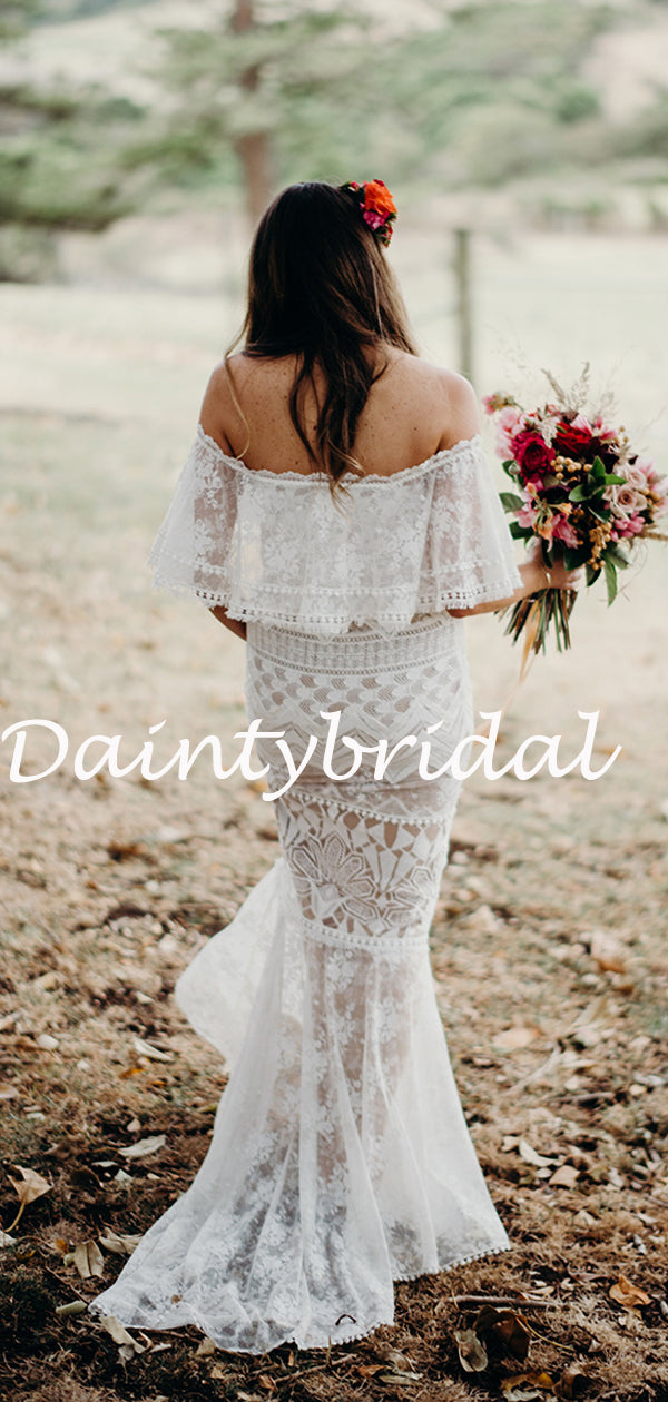 Vestidos de noiva compridos, simples, a direito, de tule e renda, estilo sereia. DB10785 
