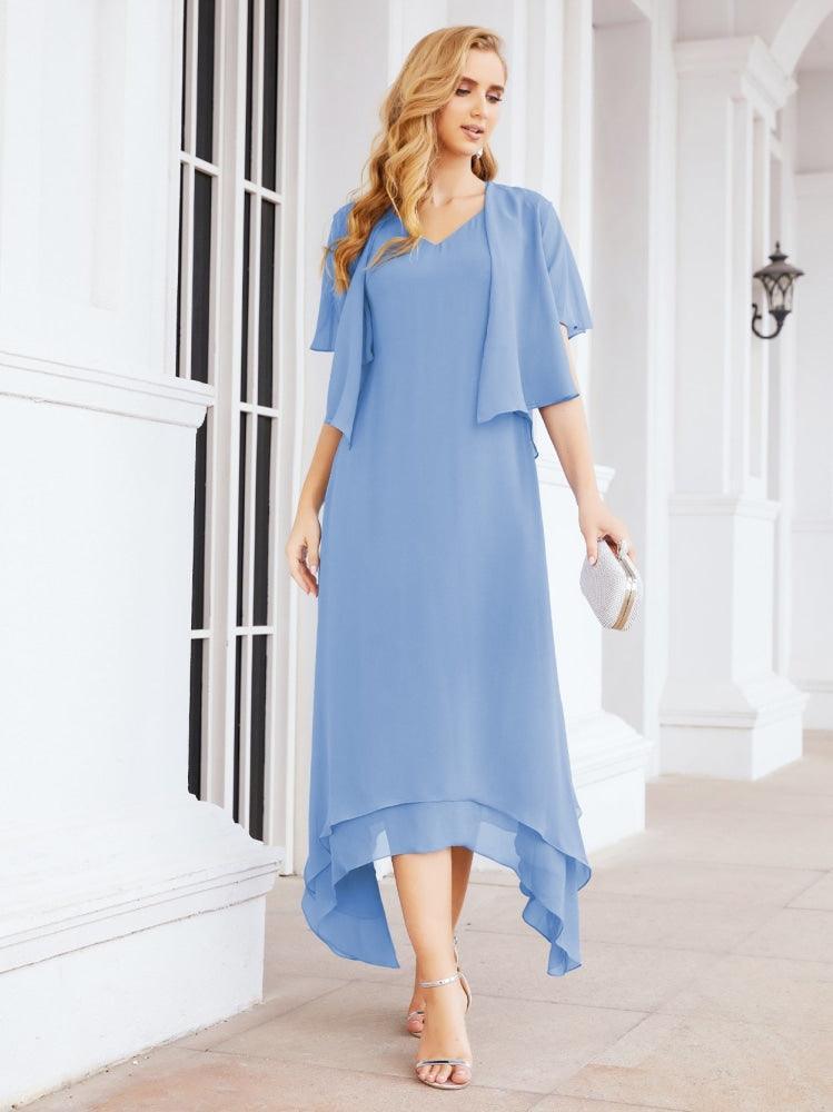 Vestido de festa formal para mãe da noiva, corte A, duas peças, Numbersea 28073 