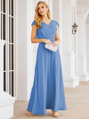 Numbersea Bridesmaid Dresses Cape Formal Prom Dress Open Back Gowns for Mother of The Bride 28058
