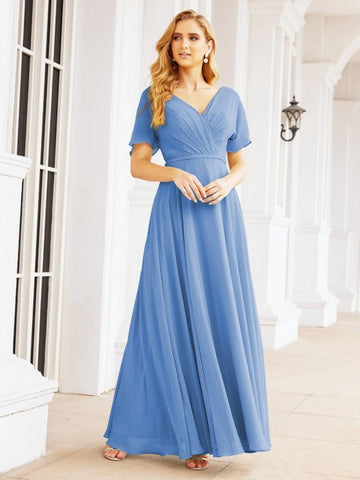 Numbersea Formal Prom Gowns for Mother of The Bride Short Sleeves Bridesmaid Dress 28049