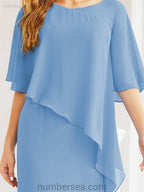 Vestido de festa formal comprido Numbersea com capa e folhos 28026 