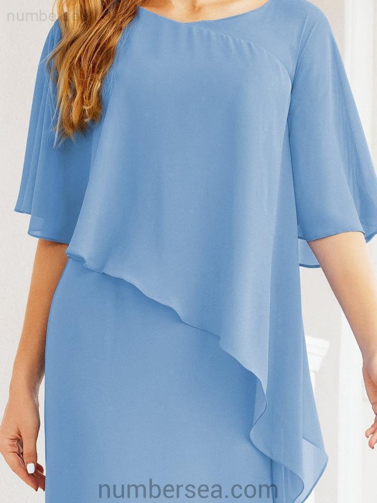 Vestido de festa formal comprido Numbersea com capa e folhos 28026 