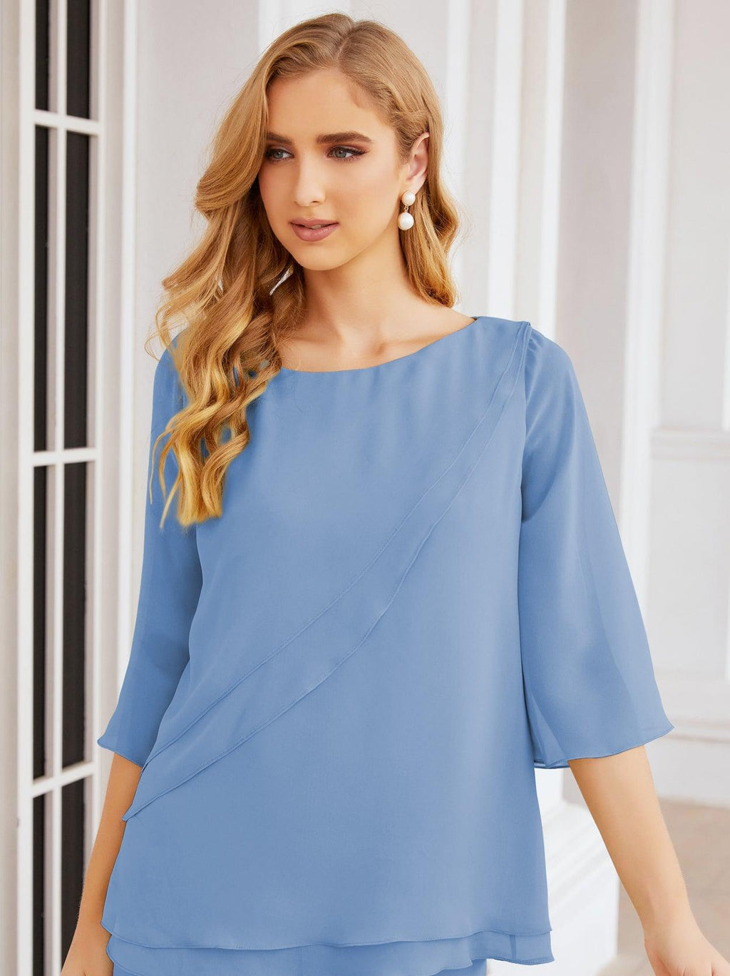 Vestido elegante de 2 peças para mãe da noiva Numbersea, tamanho grande, com folhos, camadas, roupão prateado 28064 