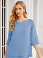 Vestido elegante de 2 peças para mãe da noiva Numbersea, tamanho grande, com folhos, camadas, roupão prateado 28064 