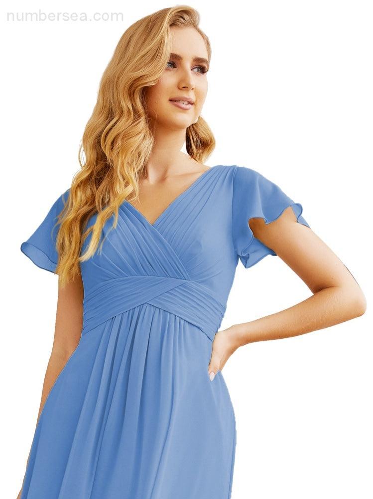 Vestidos de cerimónia de baile Numbersea para mãe da noiva, mangas curtas, vestido de madrinha 28047 
