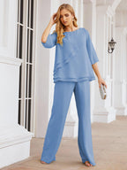 Vestido elegante de 2 peças para mãe da noiva Numbersea, tamanho grande, com folhos, camadas, roupão prateado 28064 