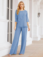 Vestido elegante de 2 peças para mãe da noiva Numbersea, tamanho grande, com folhos, camadas, roupão prateado 28064 