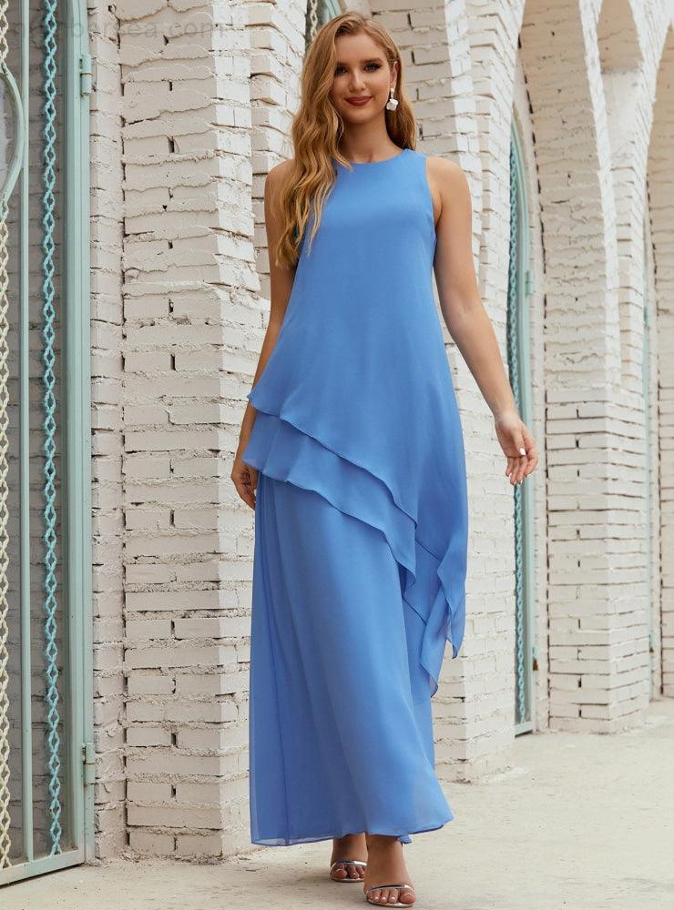 Vestidos longos de chiffon plus size para mãe da noiva, vestido formal de madrinha de casamento, 28019 