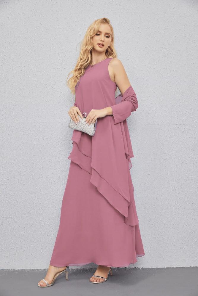 Vestidos para a mãe da noiva com frente aberta, cardigan leve, vestido formal para baile de finalistas 28081 