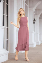 Vestido de festa formal para mãe da noiva, corte A, duas peças, Numbersea 28072 