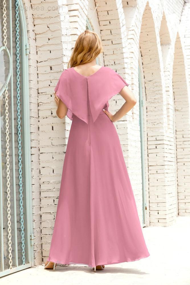 Numbersea  Mother of The Bride Dresses Plus Size V-Neck Floor Length Formal Prom Dress for Wedding Guest 28020