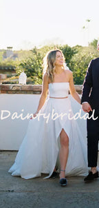 Abito da Sposa Lungo a Due Pezzi con Spacco Laterale Pretty Straight Simple, DB10740