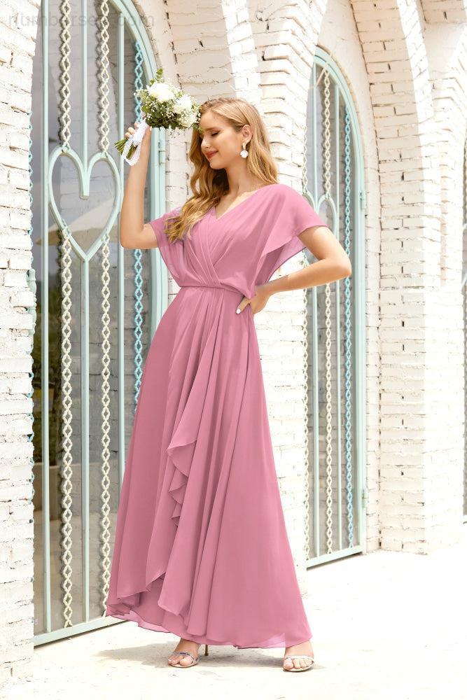 Numbersea  Mother of The Bride Dresses Plus Size V-Neck Floor Length Formal Prom Dress for Wedding Guest 28020