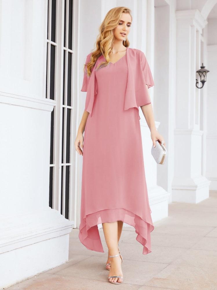 Vestido de festa formal para mãe da noiva, corte A, duas peças, Numbersea 28073 