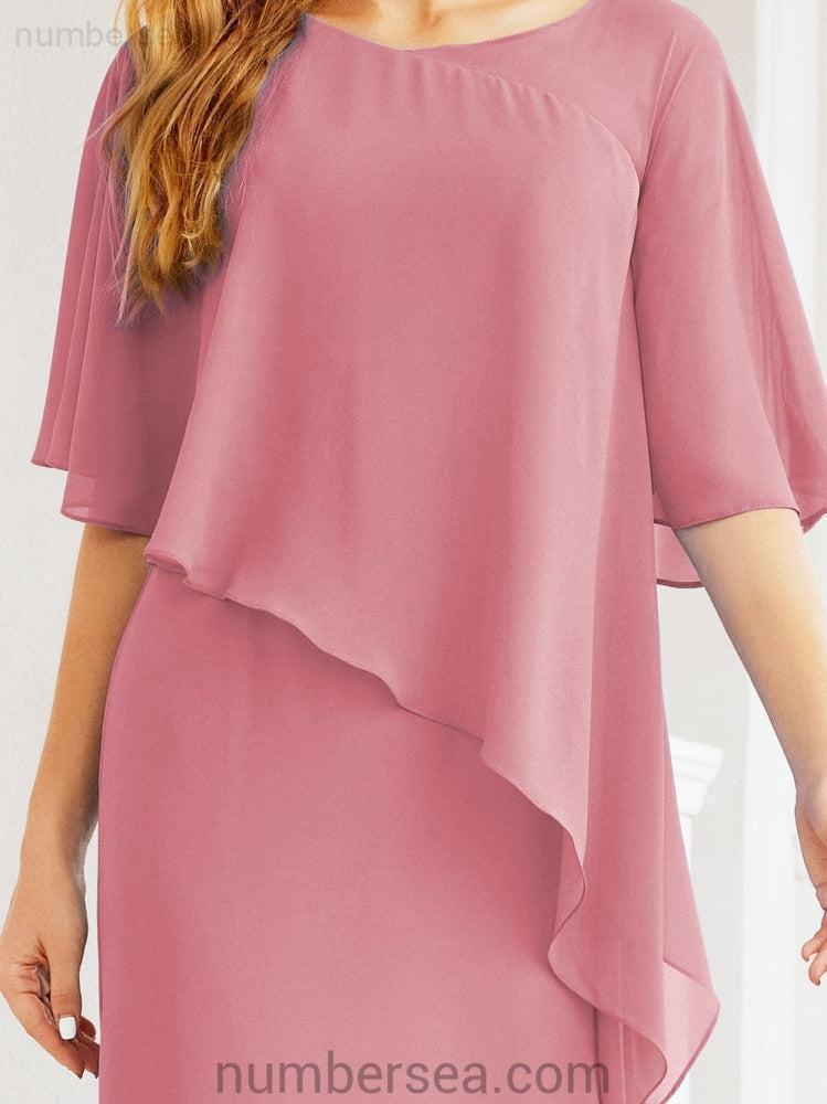 Vestido de festa formal comprido Numbersea com capa e folhos 28026 