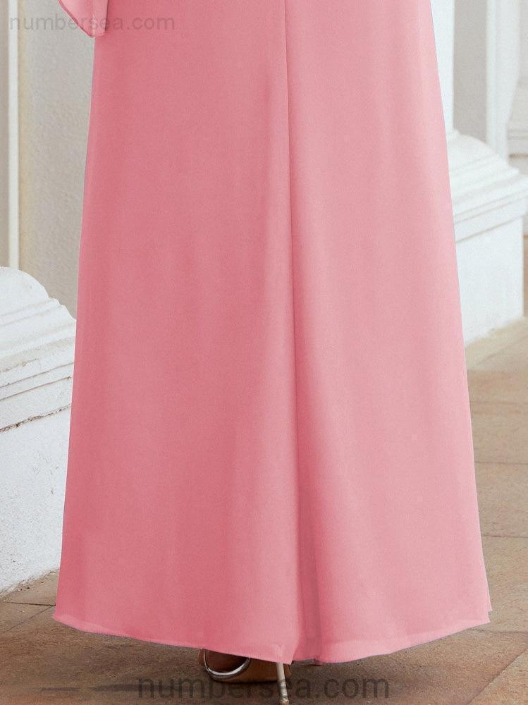 Vestido de festa formal comprido Numbersea com capa e folhos 28026 