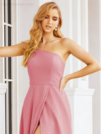 Vestidos de baile de cerimónia Numbersea para mulher com um ombro só e fenda lateral para madrinhas e madrinhas 28052 