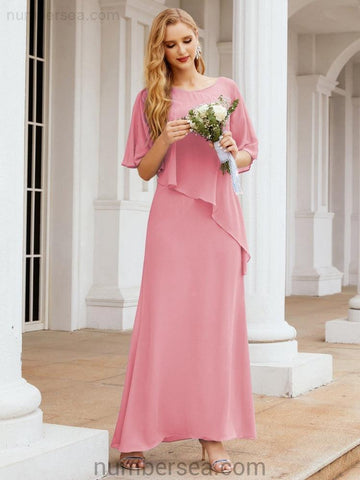 Numbersea Formal Party Gown Dress Long Mother of The Bride Dresses with Ruffle Cape 28026
