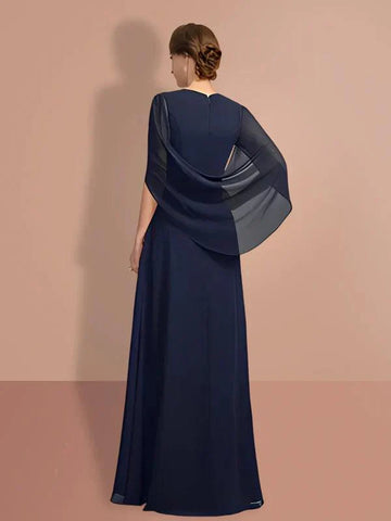 Kleider für die Brautmutter, A-Linie, Halbarm, V-Ausschnitt, Chiffonkleid