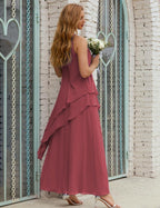 Vestidos longos de chiffon plus size para mãe da noiva, vestido formal de madrinha de casamento, 28019 