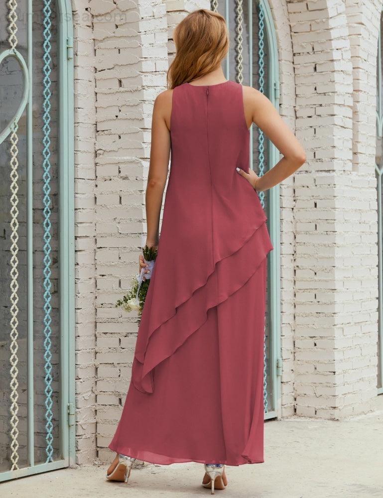 Vestidos longos de chiffon plus size para mãe da noiva, vestido formal de madrinha de casamento, 28019 