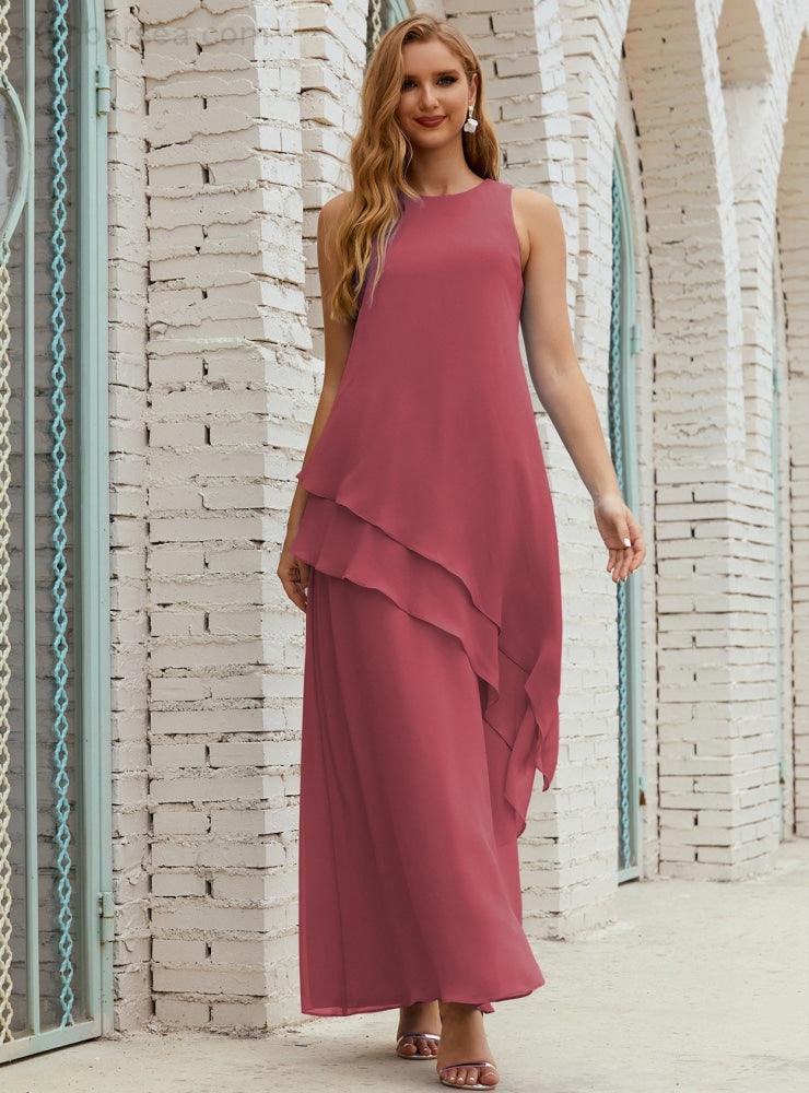 Vestidos longos de chiffon plus size para mãe da noiva, vestido formal de madrinha de casamento, 28019 